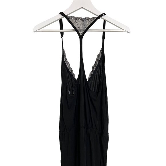 Splendid Black Lace-Trimmed Lounge Jumpsuit - Picture 7 of 8